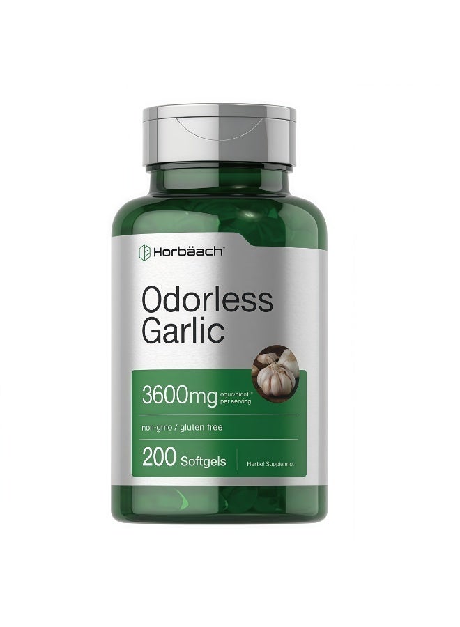 هرباخ كبسولات الثوم بدون رائحة من هورباك | 3600 ملغ تركيز عالي لكل حصة | 200 كبسولة/زجاجة - Image 1